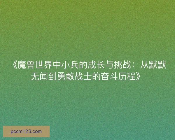 《魔兽世界中小兵的成长与挑战：从默默无闻到勇敢战士的奋斗历程》